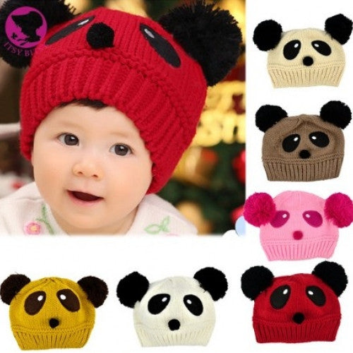 Wool Knit Sweater Cap  Panda Pattern